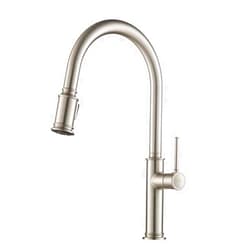 KRAUS Sellette Single Handle Spot Free Stainless Steel Pull-Down Kitchen Faucet with Deck Plate, KPF-1680SFS