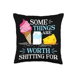 Lactose Free Lactose Intolerance Gifts Some Things are Worth Shitting-Milk Lactose Free Throw Pillow, 16x16, Multicolor