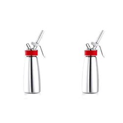 iSi North America Gourmet Whip (1 Pint) - Stainless Steel Cream Dispenser for Warm & Cold Culinary Creations, Includes Decorative Tips - Professional Kitchen Tool, Dishwasher Safe (2-Pack)