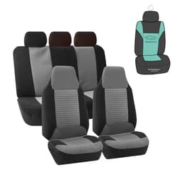 FH Group FB107115 Premium Fabric Seat Covers (Gray) Full Set with GIFT – Universal Fit for Cars Trucks & SUVs