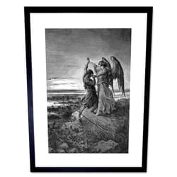 Wee Blue Coo PAINTING DORE JACOB WRESTLING WITH ANGEL FRAMED PRINT F12X3568