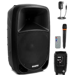 Pyle PSBT105A - 1000W Portable Bluetooth PA Speaker, 10'' Subwoofer, UHF Wireless Mic, MP3/USB/SD, Rechargeable Battery, LED Battery Indicator Lights, Black