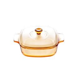 Visions 1 Litre Pyroceram Reverse Square Casserole with Glass Cover, Brown