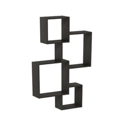 Furinno Rossi Interweave Wall Mount Floating Cube Shelf, Set of 4, Espresso