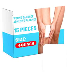 Nuanchu 15 Pieces Bordered Gauze-Island Dressing Wound Bandage Sterile Adhesive Gauze Pads Patches Post Shower Breathable Borders Individually Packed Pouches Tapes (4 x 4 Inch)