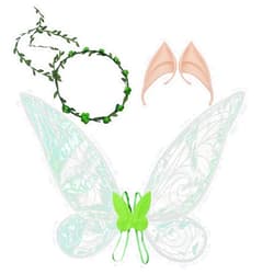 Mbpersist Halloween Fairy Wings and Ears Set, Butterfly Wings, Elf Ears, Princess Dress Up Props for Holiday Costume Shows
