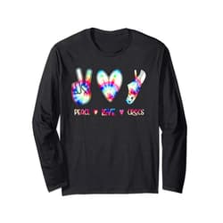 Peace Love Crocs Funny Christmas Gift Idea Peace Love Crocs Funny Gift for Family Xmas Pyjama Long Sleeve T-Shirt