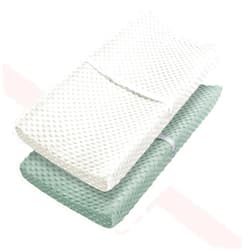 Babebay Changing Pad Cover, Ultra Soft Minky Dots Plush Changing Table Covers for Baby Girls and Boys, 2 Pack (Roman Green & Lily White)