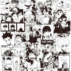 Anhstks 102 pcs Cool Mixed Anime Stickers ，Trendy Black and White Graffiti Manga Stickers Vinyl Waterproof Decals for Water Bottle Laptop Skateboard Bicycle Luggage Car Bumper