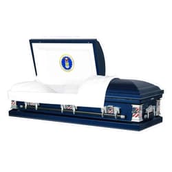 Titan Casket, Veteran Premier Steel Air Force Casket with White Crepe Interior and Air Force Head Panel