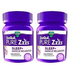 ZzzQuil Pure Zzzs Sleep+ Muscle Relaxation Melatonin Sleep Supplements Gummies 26 Count (Pack of 2) 52 Count (Pack of 1)