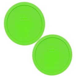 Pyrex Bundle - 2 Items: 7402-PC 6/7-Cup Green Plastic Food Storage Lids