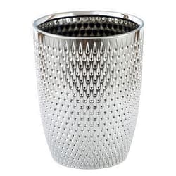 BASDHE Modern Round Silver Small Trash Can Wastebasket, Garbage Container Bin for Bathrooms, Powder Rooms, Kitchens, Home Offices - Durable Ceramics - Round