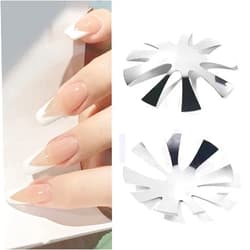 V cool livat 2 Pack Manicure Staniless Steel Edge Trimmer Templates - French Smile Line Cutter New Nail Art 9 Size Almond shape DIY Decorations Plate Module Gel Cutter Tool