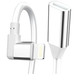 DESOFICON iPhone Charger Extension Cable,[Apple MFi Certified] 90 Degree Lightning Charging Male to Female Extender Dock Cable Adapter for iPhone 14 Pro Max/13/12/11/XS/XR/X/8/7/6 Pass Data Audio