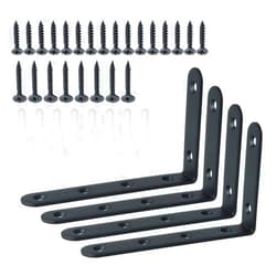 Alise Floating Shelf Brackets,Black Bracket for Shelves Heavy Duty L Wall Bracket Corner Brace,Joint Angle Bracket for Hanging Support,5x3 Inch(Pack of 4)