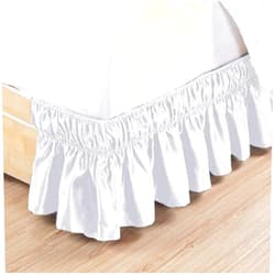 Luxora Bedding Premium Quality Wrap Around Bed Skirt 12 Inch Drop Bed Three Sides Fabric Elastic Satin Fabric King Size White