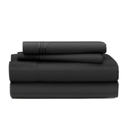 Cosy House Collection Everyday 1500 Series Bed Sheet Set - Ultra Soft & Cool Hotel Bedding - Deep Pocket - Wrinkle, Stain and Fade Resistant - 5 Piece Set (Split King, Black)