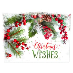 Current Berries & Pine Christmas Cards - Personalized, Greeting Cards Set - Set of 18 Large 5 x 7-Inch Folded Cards, Themed Religious Holiday Card Value Pack, Envelopes Included, Custom Names or Text
