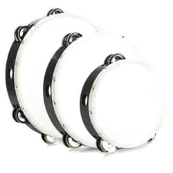 Tosnail 3 Pack 10 Inch, 8 Inch, 6 Inch Wooden Tambourine, Hand Held Drum Bell, Double Rows Metal Jingles, Musical Gift Educational Instrument, Black