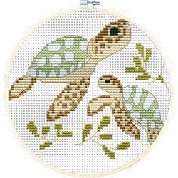 Awesocrafts Cross Stitch Kits Little Turtle Looking for Mom 11CT Stamped Patterns Easy Cross Stitching Embroidery Needlework Kit Supplies (Turtle)
