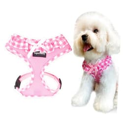 SuperBuddy Upgraded Soft Mesh Dog Harness, Super Breathable Lightweight Pet Harnesses for Puppy Dogs Outdoor Walking, Pink Dog Harness -Medium