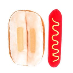Zerodis Dog Squeaky Toys, Detachable Hot Dog Shape Soft Plush Dog Toy