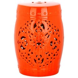 Safavieh Flora Glazed Ceramic Decorative Garden Stool, Orange