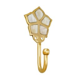 MarktSq Decorative Brass and Mother of Pearl Inlay Wall Hook