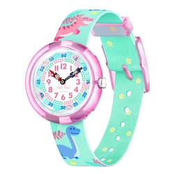 Flik Flak Unisex Kids Casual Green Bio-sourced Quartz Watch DINO PARTY