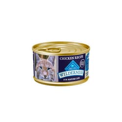 Blue Buffalo Wilderness High-Protein & Grain-Free Wet Cat Food Paté for Adult Cats 7+, Made with Natural Ingredients, Chicken Recipe, 3-oz. Cans (24 Count)