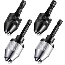 Honoson Keyless Drill Chuck Bit 1/4 Inch Hex Shank Keyless Drill Chuck Fast Change Converter Extension Screwdriver Drill Adapter in 0.3-6.5 mm, 0.3-3.6 mm for Impact Drill Tool Attachment (4 Pieces)