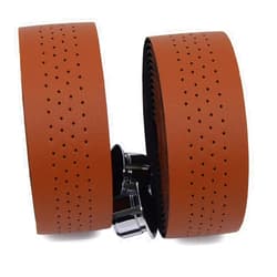 KINGOU Handlebar Tape Luxury PU Leather Bar Tape Fixed Gear/Road Bike Bar Wrap with 2 Reflective Plug