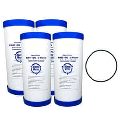 KleenWater KW4510G Dirt Rust Sediment Filter Multi-Pack, Whole House Water Filter Replacement Cartridge, Set of 4, PWFRG357 O-Ring, Qty 1