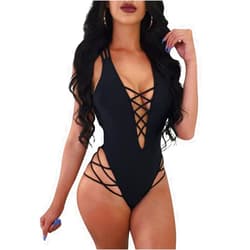 LAGSHIAN Womens Sexy One Piece Lace Up Straps Swimsuit Bathing Suit Swimwear