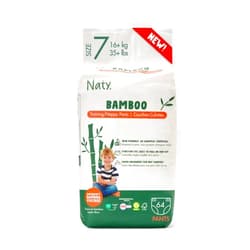 Eco by Naty Naty Bamboo Viscose Training Pants – Potty training underwear, Pull ups, Eco-Friendly, Silky Soft, Hypoallergenic, for Sensitive Skin & Super Absorbent (Size 7, 64 Count)