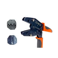 GIZWIZ Quick Change Ratchet Crimping Tool 2 Interchangeable Die Sets For Non-insulated Ring Terminals & Open Barrel Terminals G-HQ2CN