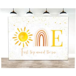 Ticuenicoa 7×5ft Boho Sun First Trip Around The Sun First Birthday Photography Backdrop Banner Muted Sunrise Wall Hanging Decor Sun Theme 1st Birthday Party Decoration Supplies for Boys Girls