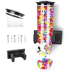 Cyeelves Cereal Dispenser, Food Dispenser Wall Mounted, Grain Dispenser Storage Containers with Cup, Single Control Candy Dispenser for Storing Snack Nut Coffee Beans, Kitchen Dry Cereal Dispenser, Black 1.5 L
