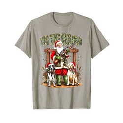 Funny Camo Santa Christmas Hunting Tee Camo Santa Tis The Season Hunter Christmas Hunting Dogs Boys T-Shirt