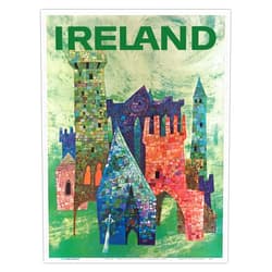 Pacifica Island Art Ireland - Irish Colorful Castles - Vintage Travel Poster by David Klein c.1960 - Master Art Print (Unframed) 9in x 12in