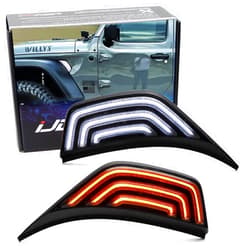 iJDMTOY Black-Out Smoked Lens White/Amber Sequential Blink Switchback LED Fender Flare Vent Trim Replace Side Marker Lighting Kit (Add-On), Compatible with Jeep Wrangler JL, Gladiator JT