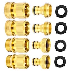 Awpeye 4 Sets Garden Hose Quick Connect 3/4 Inch GHT Solid Brass Male and Female Garden Hose Fittings
