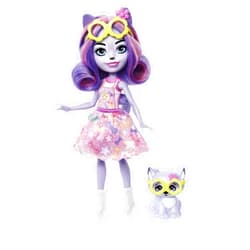 Enchantimals Small Doll & Accessories, City Tails Hadley Husky Doll & Sledder Dog Figure, Removable Skirt