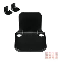 ELhook Made in USA Black Removable Adhesive Stick-On Floating Wall Shelf with Cable Management for Small Electronics | Durable Textured ABS Injection Molded Plastic with Lipped Edges | Set of 2
