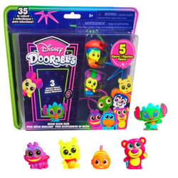 Just Play Disney Doorables Neon Glow Peek Figures, 5 Special Edition 1.5-inch Collectible Figurines, Kids Toys for Ages 5 Up by Just Play
