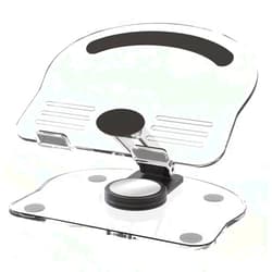 XIHAMA Acrylic Tablet Stand Holder with 360 Rotatable Base,Foldable Adjustable Transparent iPad Stand for Desktop for iPad/Pro/Air and Tablet with 4.7-13 inch Transparent (Black)