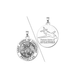 PicturesOnGold.com Saint Joseph of Cupertino Aviator Religious Medal - 2/3 Inch Size of Dime, Sterling Silver