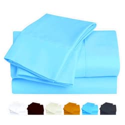 New York Mercado 1000 TC 100% Egyptian Cotton - Super Soft, Italian Finish Premium Quality Bedding - 4-Pc Sheet Set Comes with 18’’ Deep Pocket (Queen Sky Blue)