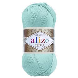 Alize Diva Silk Effect 100% Microfiber Acrylic Yarn 1 Ball skeins 100gr 383yds Color (463 - Light Aqua)